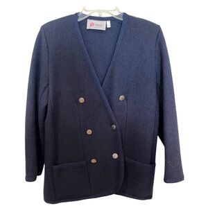 Vintage Pitlochry Scotland wool double breasted knit blazer size small